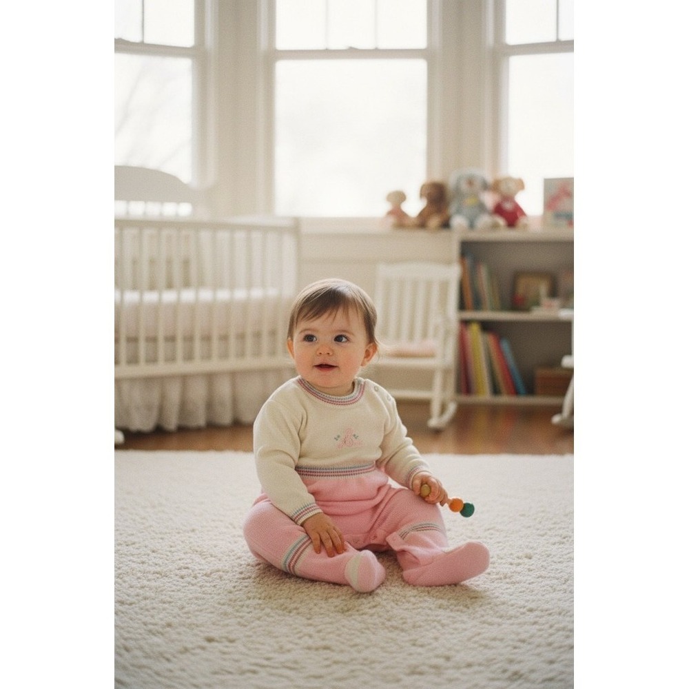 Friemani Vintage Baby Girls Footed One-Piece Romper Sleeper Pink Size 0-3M